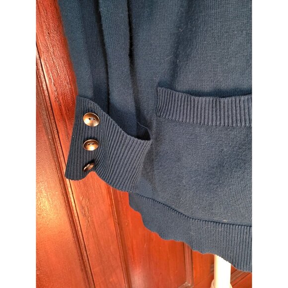 Christopher & Banks Blue Open Front Cardigan Sweater With Button Cuffs Size M - Picture 2 of 10